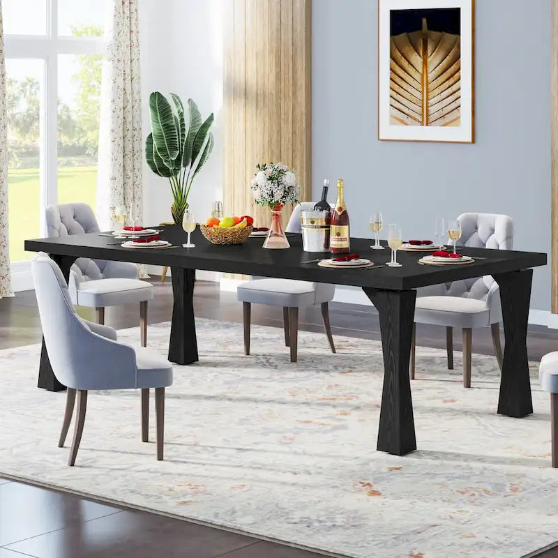 Grande table à manger de 180 cm pour 6-8 personnes, table de cuisine moderne