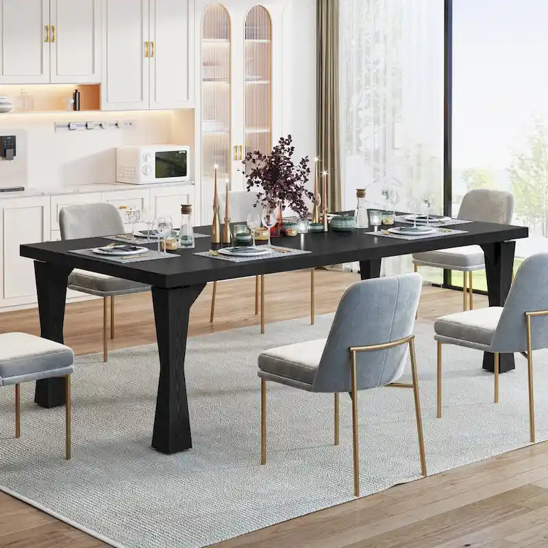 Grande table à manger de 180 cm pour 6-8 personnes, table de cuisine moderne