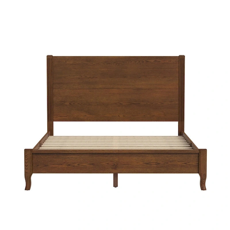 Plateforme de lit en panneaux de bois massif avec tête de lit, lits doubles en bois rustique, cadre de lit, mobilier de chambre