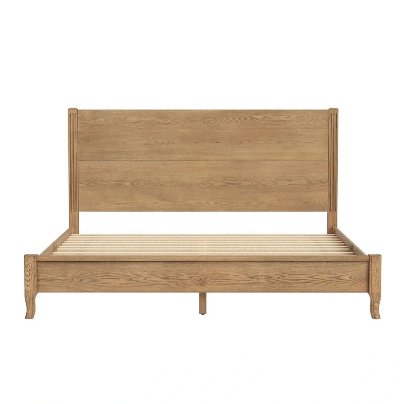 Plateforme de lit en panneaux de bois massif avec tête de lit, lits doubles en bois rustique, cadre de lit, mobilier de chambre