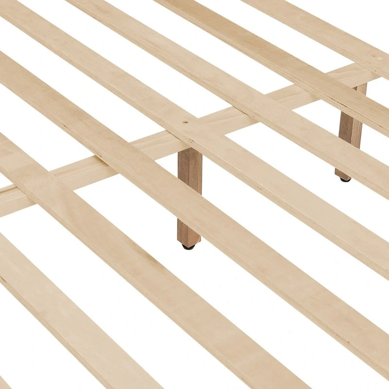 Plateforme de lit en panneaux de bois massif avec tête de lit, lits doubles en bois rustique, cadre de lit, mobilier de chambre