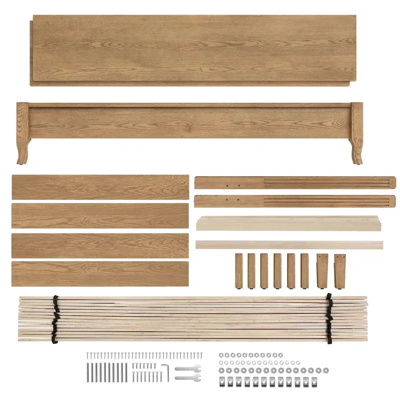 Plateforme de lit en panneaux de bois massif avec tête de lit, lits doubles en bois rustique, cadre de lit, mobilier de chambre