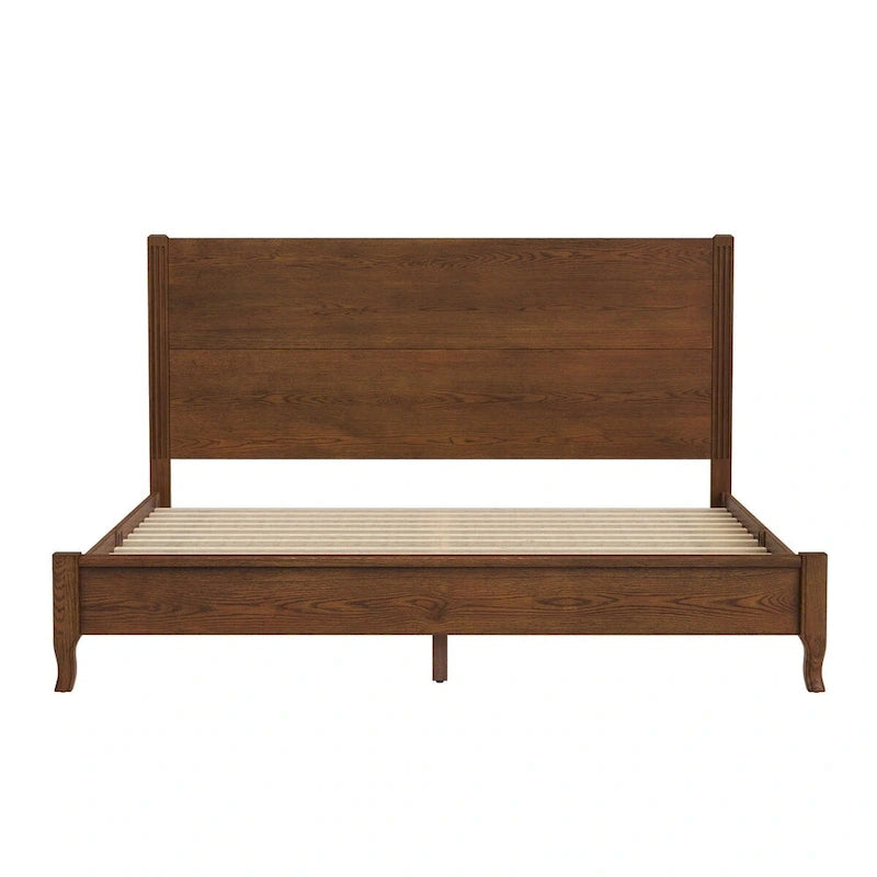 Plateforme de lit en panneaux de bois massif avec tête de lit, lits doubles en bois rustique, cadre de lit, mobilier de chambre