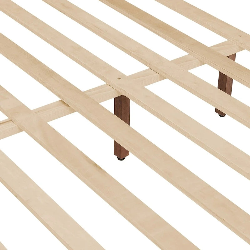 Plateforme de lit en panneaux de bois massif avec tête de lit, lits doubles en bois rustique, cadre de lit, mobilier de chambre