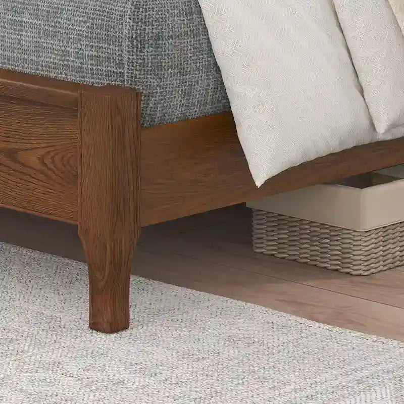 Plateforme de lit en panneaux de bois massif avec tête de lit, lits doubles en bois rustique, cadre de lit, mobilier de chambre