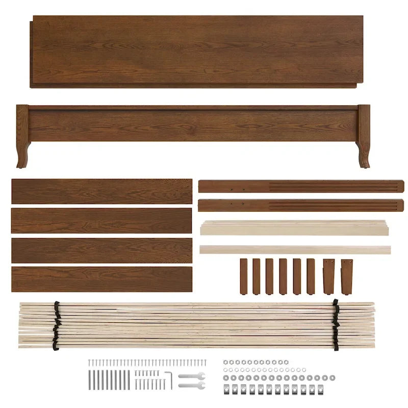 Plateforme de lit en panneaux de bois massif avec tête de lit, lits doubles en bois rustique, cadre de lit, mobilier de chambre