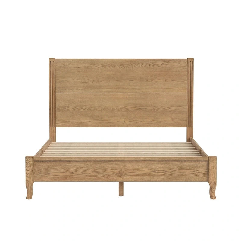 Plateforme de lit en panneaux de bois massif avec tête de lit, lits doubles en bois rustique, cadre de lit, mobilier de chambre